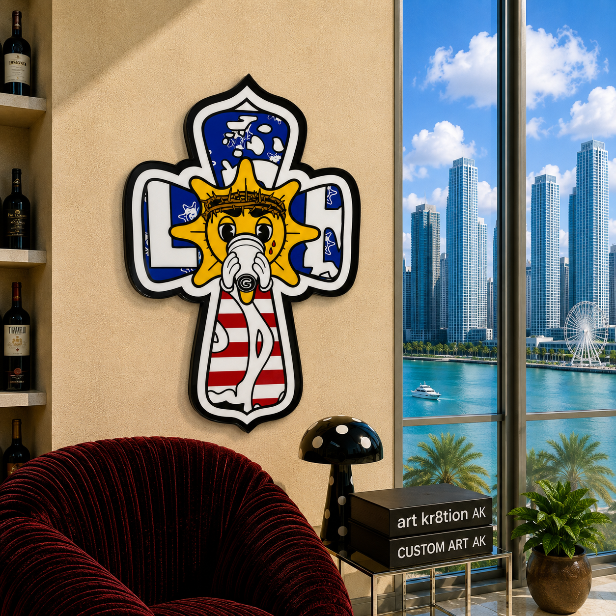 Sun Cross Inspired Epoxy Wood Wall Art