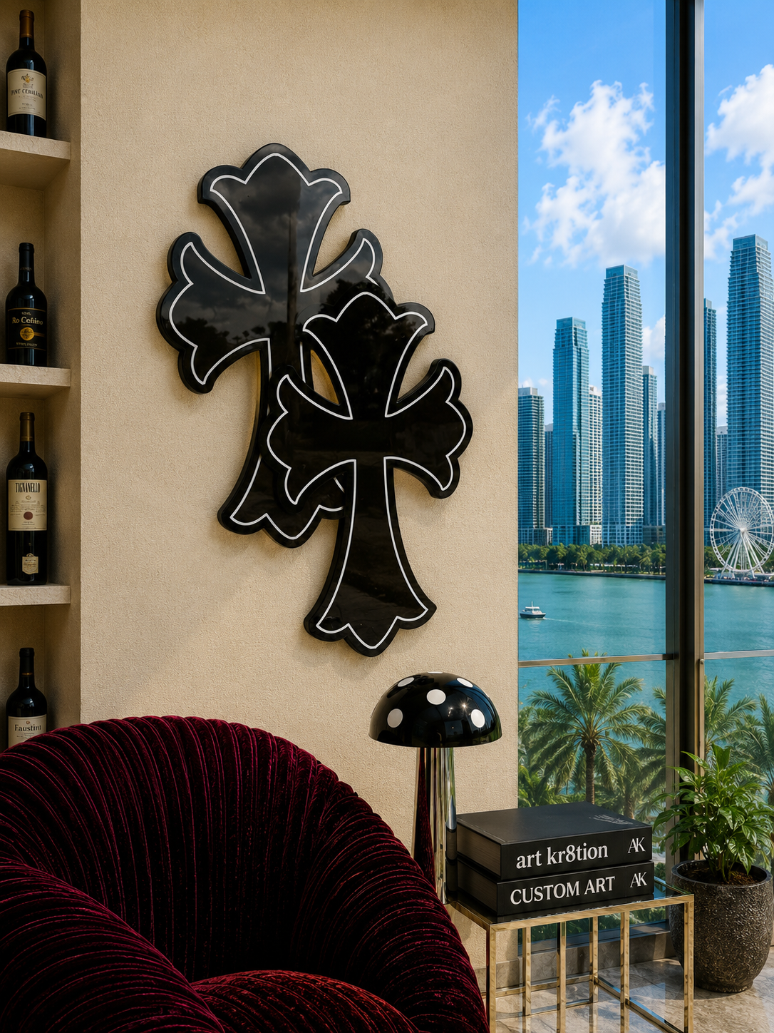 Double Cross Epoxy Wood Wall Art