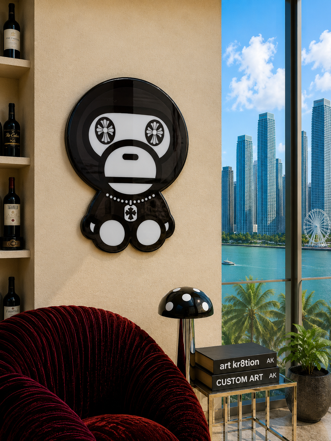 Monkey X Cross Inspired Epoxy Wood Wall Art