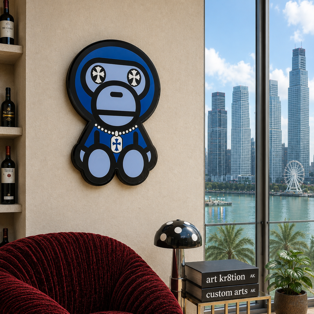 Monkey X Cross Inspired Epoxy Wood Wall Art
