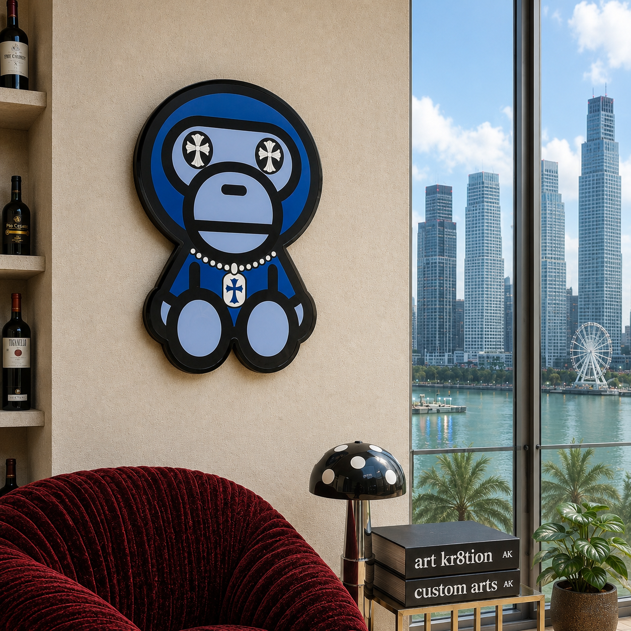 Monkey X Cross Inspired Epoxy Wood Wall Art