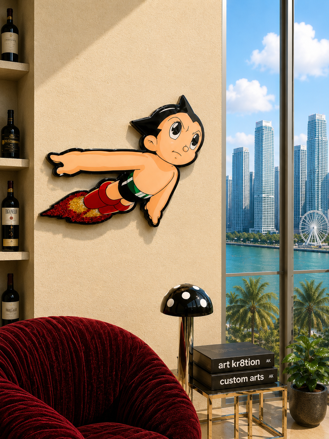 Astro Flying Inspired Epoxy Wood Wall Art
